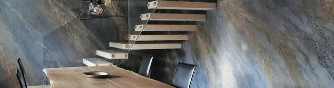 Decorative plaster: Metallic effect of sandblasting