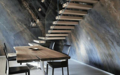Decorative plaster: Metallic effect of sandblasting