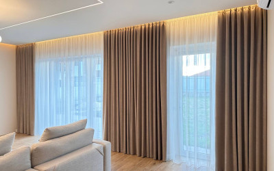 Design of curtains for the living room in a modern style