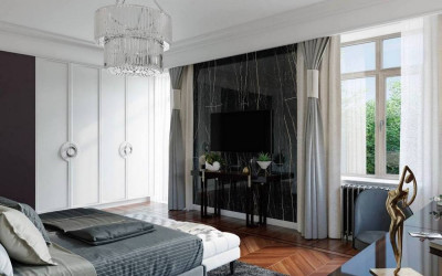 Bedroom interior in art deco style