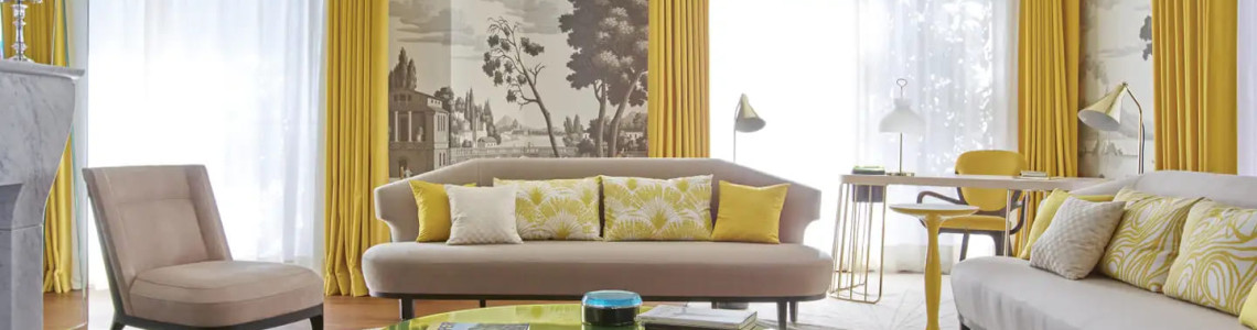 Yellow curtains in the interior will dispel the longing of gray everyday life