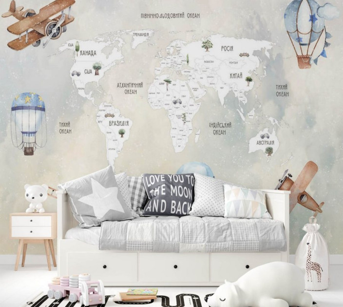 Photo wallpapers Wallstyle Children's world map 01