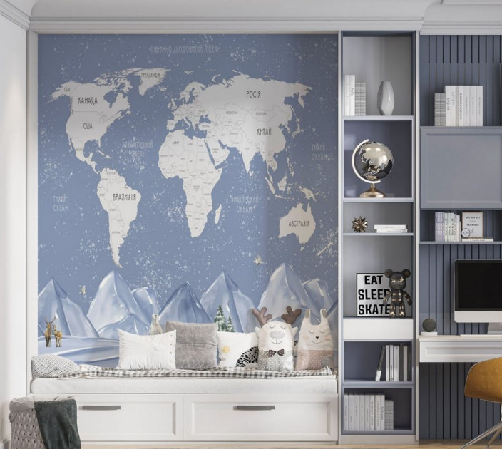 Photo wallpapers Wallstyle Children's world map 03
