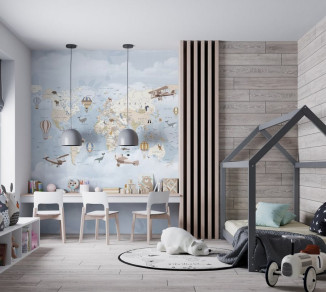 Фотошпалери Wallstyle Мапа світу дитяча 05