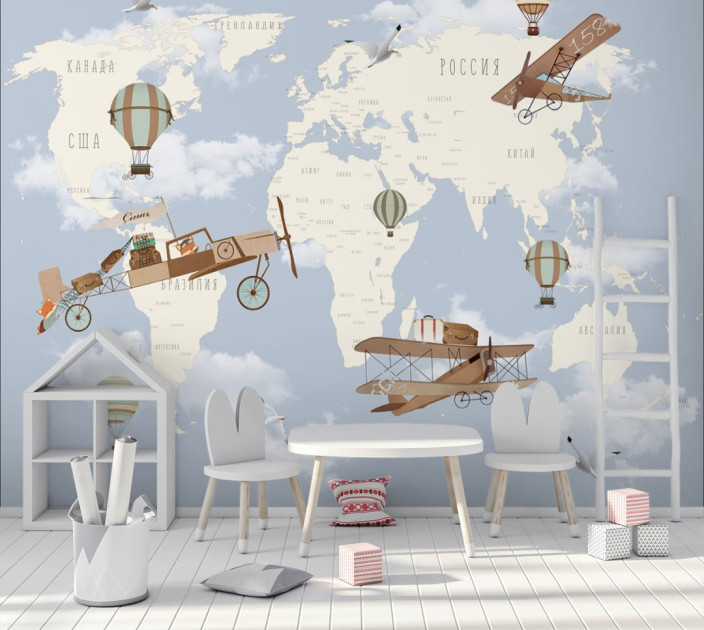 Photo wallpapers Wallstyle Children's world map 08