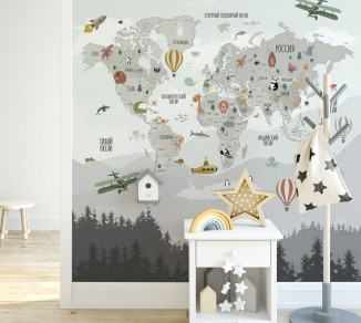 Фотошпалери Wallstyle Мапа світу дитяча 09