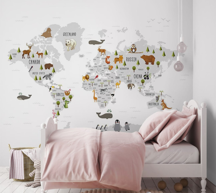 Photo wallpapers Wallstyle Children's world map 10