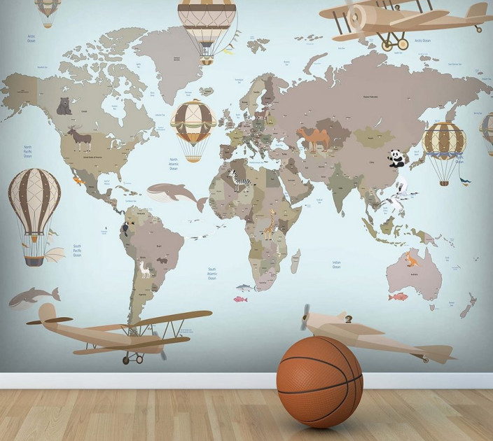 Photo wallpapers Wallstyle Children's world map 11