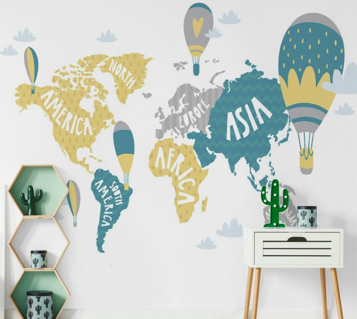 Photo wallpapers Wallstyle Children's world map 14