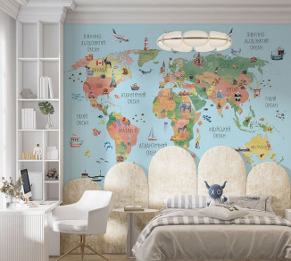 Фотошпалери Wallstyle Мапа світу дитяча 24