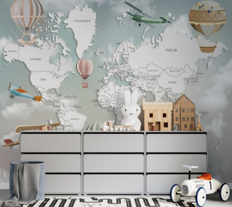 Фотошпалери Wallstyle Мапа світу дитяча 25