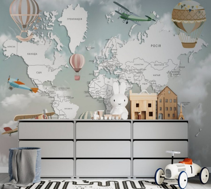 Photo wallpapers Wallstyle Children's world map 25
