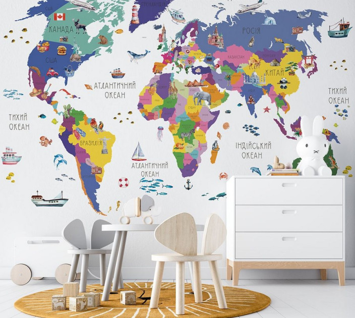 Photo wallpapers Wallstyle Children's world map 26