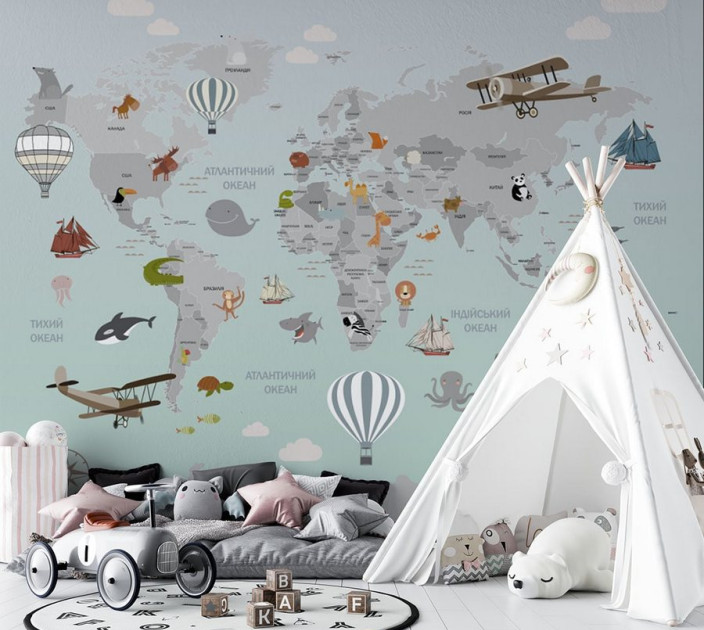 Photo wallpapers Wallstyle Children's world map 28