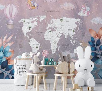 Фотошпалери Wallstyle Мапа світу дитяча 29