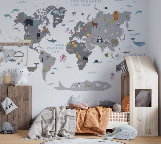 Фотошпалери Wallstyle Мапа світу дитяча 30