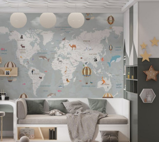 Фотошпалери Wallstyle Мапа світу дитяча 32