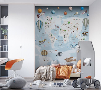 Фотошпалери Wallstyle Мапа світу дитяча 34