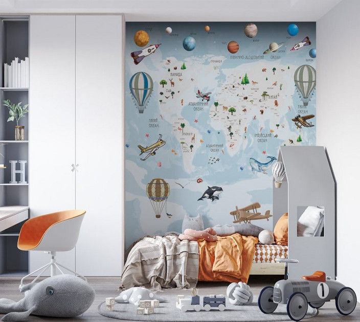 Фотошпалери Wallstyle Мапа світу дитяча 34