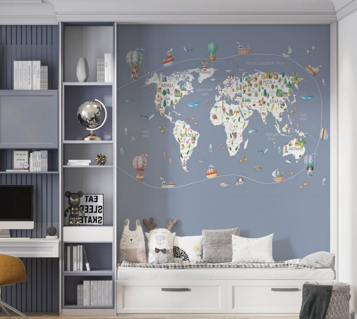 Photo wallpapers Wallstyle Children's world map 36