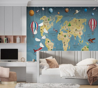 Фотошпалери Wallstyle Мапа світу дитяча 40