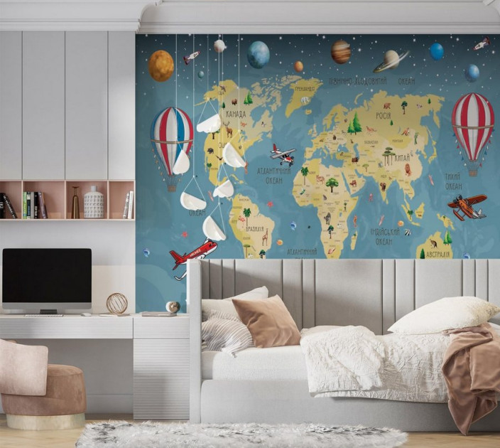 Фотошпалери Wallstyle Мапа світу дитяча 40