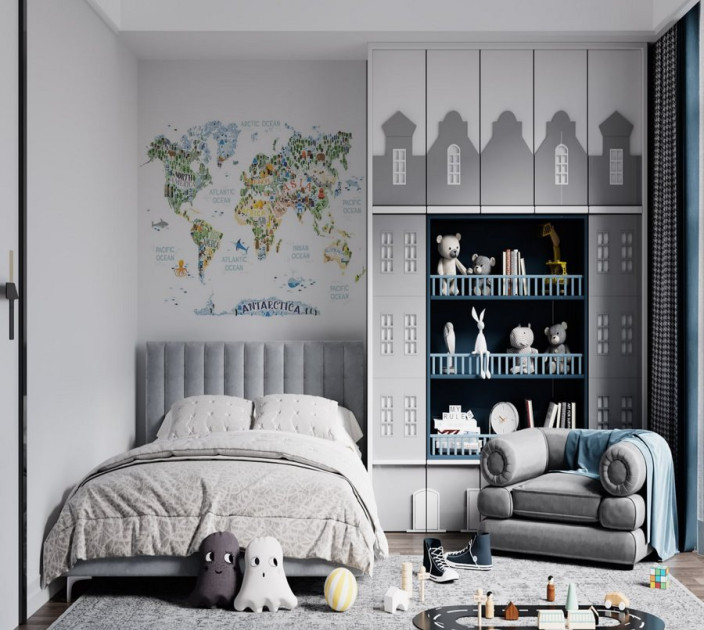 Photo wallpapers Wallstyle Children's world map 44
