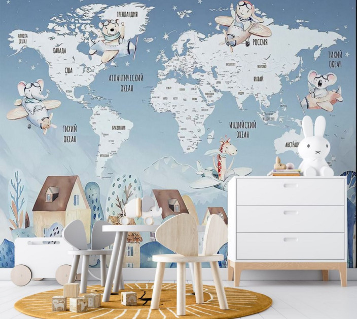Photo wallpapers Wallstyle Children's world map 46