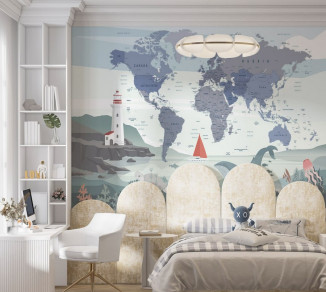 Фотошпалери Wallstyle Мапа світу дитяча 48