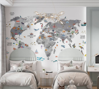 Фотошпалери Wallstyle Мапа світу дитяча 50