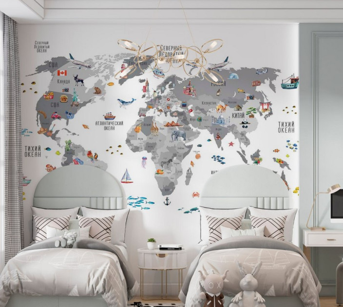 Photo wallpapers Wallstyle Children's world map 50