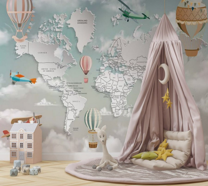 Photo wallpapers Wallstyle Children's world map 51