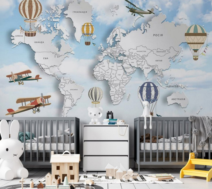 Photo wallpapers Wallstyle Children's world map 52