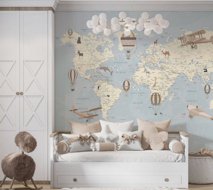 Photo wallpapers Wallstyle Children's world map 53