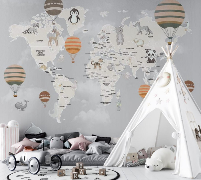 Photo wallpapers Wallstyle Children's world map 54
