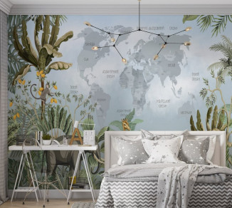 Фотошпалери Wallstyle Мапа світу дитяча 55