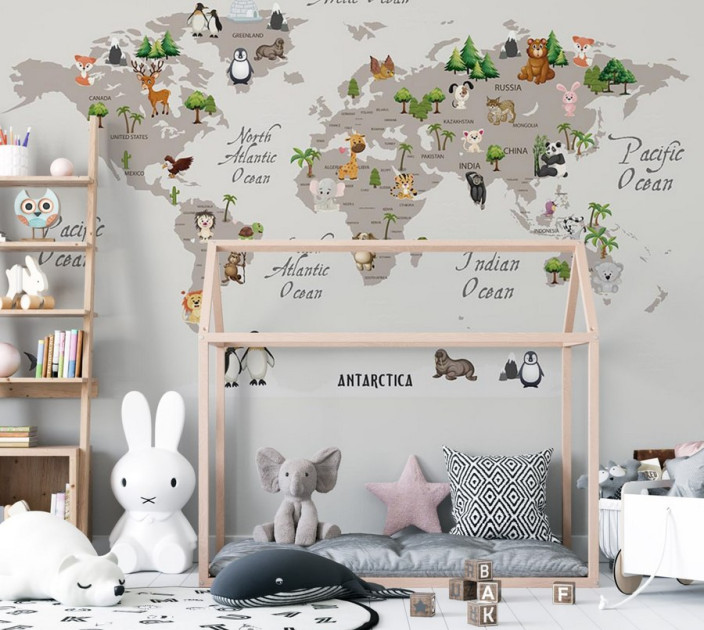 Photo wallpapers Wallstyle Children's world map 56