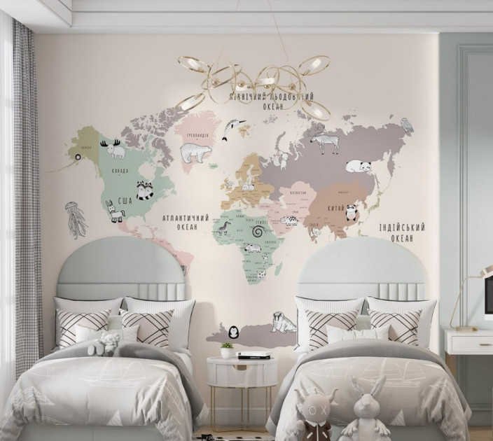Photo wallpapers Wallstyle Children's world map 67