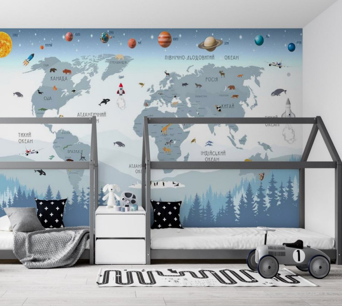 Photo wallpapers Wallstyle Children's world map 68