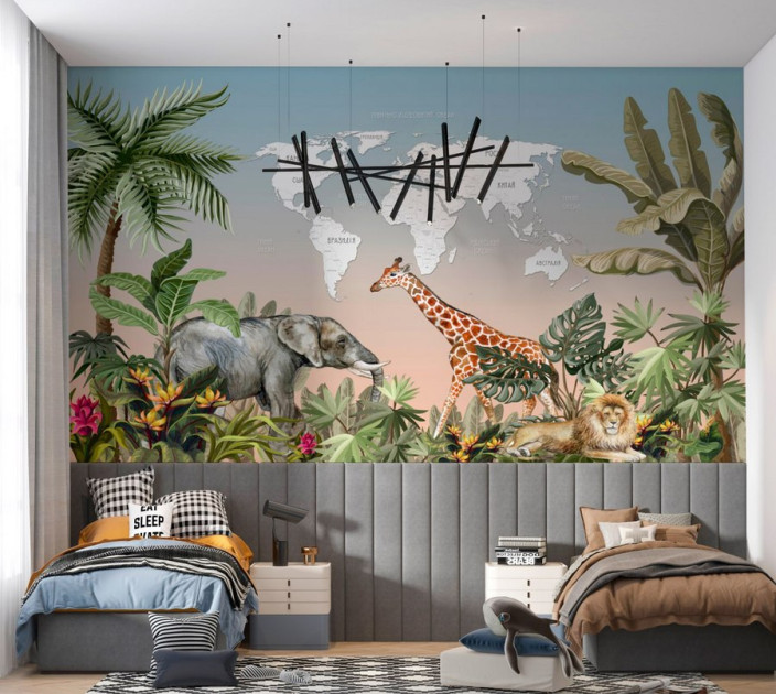 Фотошпалери Wallstyle Мапа світу дитяча 69