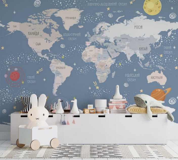 Photo wallpapers Wallstyle Children's world map 71