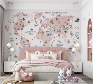 Фотошпалери Wallstyle Мапа світу дитяча 73