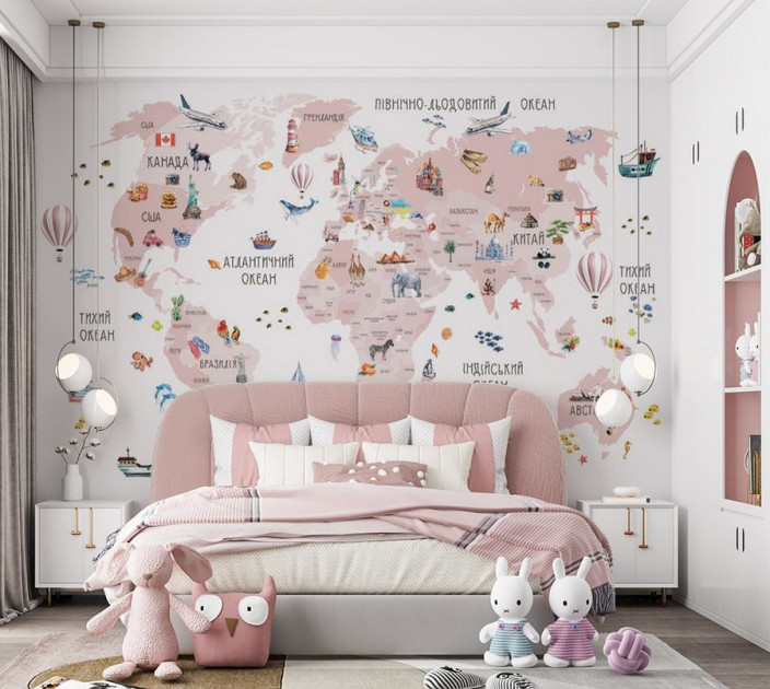 Фотошпалери Wallstyle Мапа світу дитяча 73