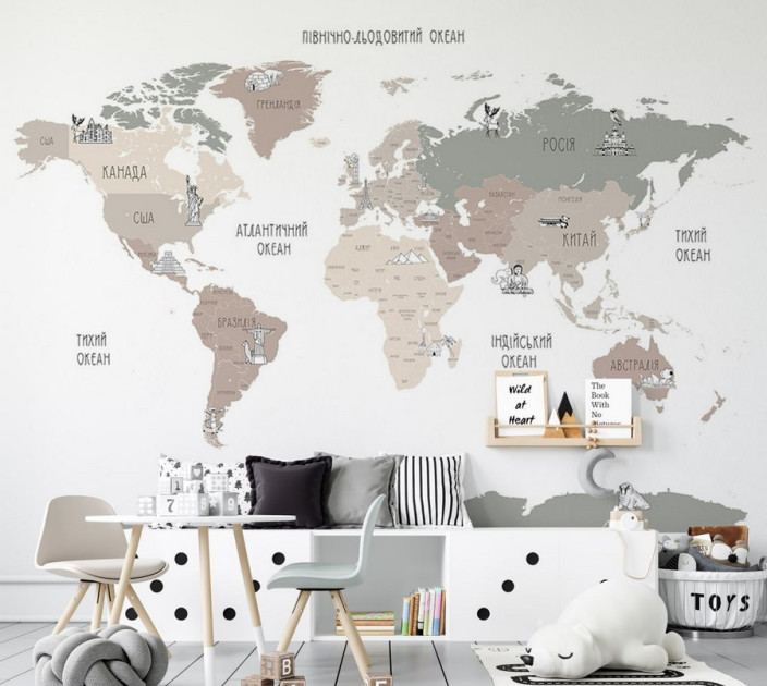 Photo wallpapers Wallstyle Children's world map 74