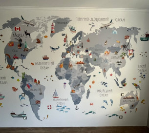 Photo wallpapers Wallstyle World map for children's room