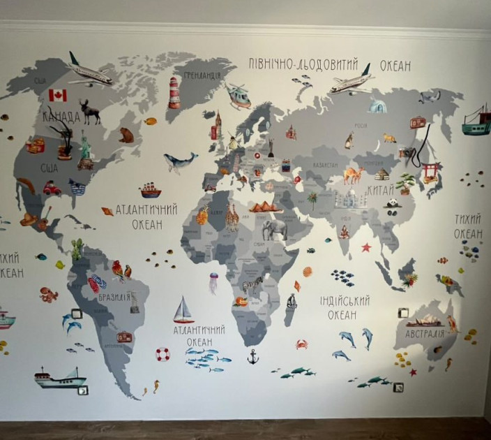 Photo wallpapers Wallstyle World map for children's room