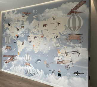 Фотошпалери Wallstyle Мапа світу для кімнати хлопчика