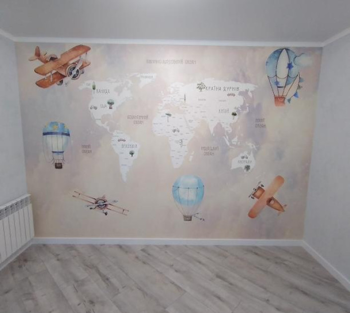 Фотошпалери Wallstyle Мапа світу в дитячій кімнаті