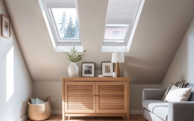 Roller blinds on skylights