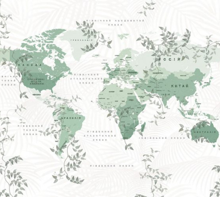 Photo wallpaper Your interior Map green 21556